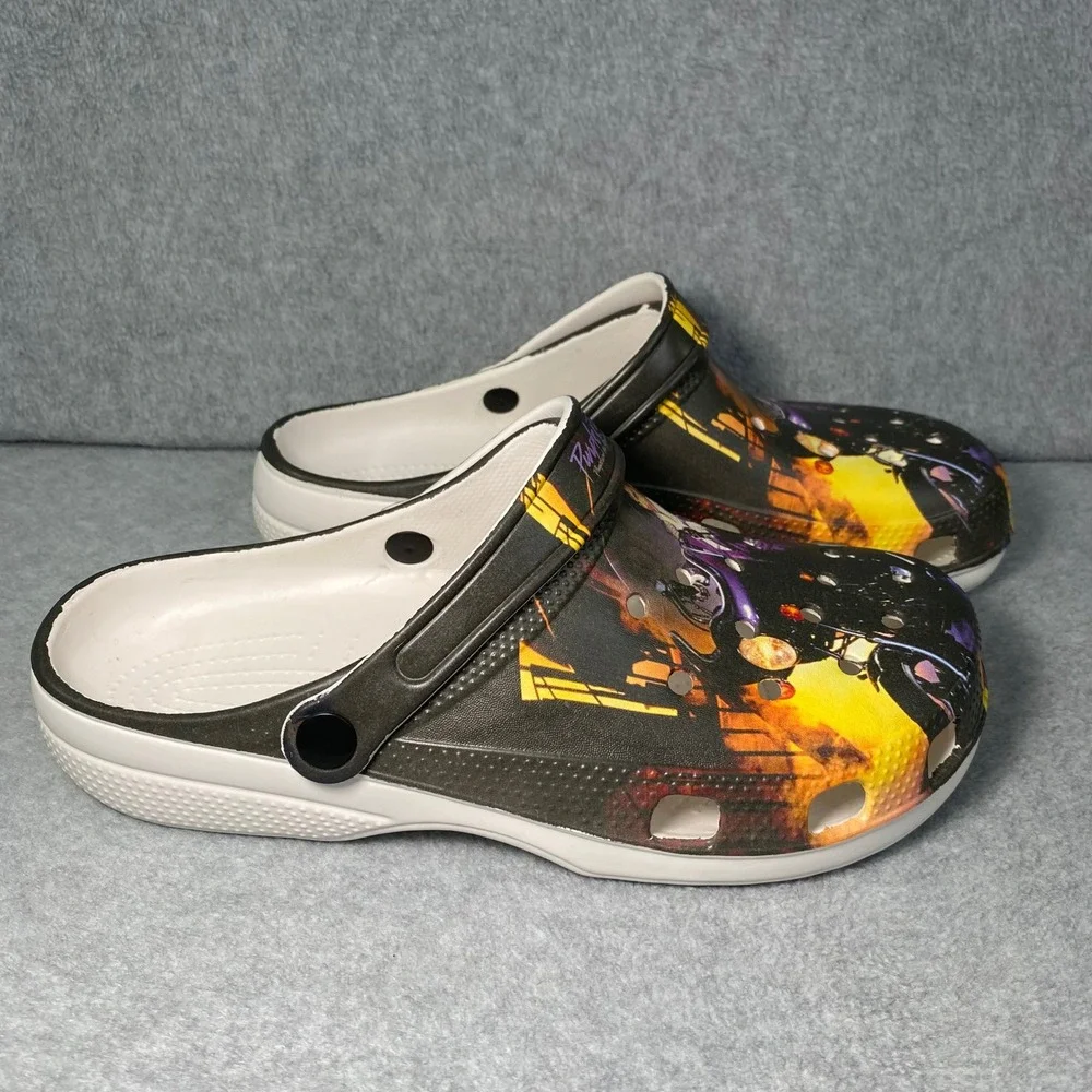 Purple Rain Prince Clogs Slides Mens 9 Womens 11.5 EU 45 Graphic Movie Rock Star